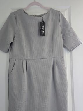 Angvns Light Gray Textured Midi Dress
